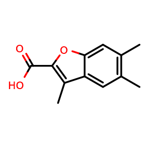Chemical structure of 3,5,6-Trimethylbenzofuran-2-carboxylic acid , CAS 40763-04-0, AChemBlock AD288515