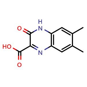 Chemical structure of 6,7-Dimethyl-3-oxo-3,4-dihydroquinoxaline-2-carboxylic acid , CAS 1083-10-9, AChemBlock AD288516