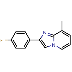 Chemical structure of 2-(4-Fluorophenyl)-8-methylimidazo[1,2-a]pyridine , CAS 380873-23-4, AChemBlock AD288525