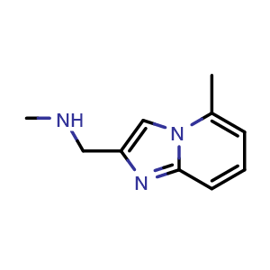 Chemical structure of N-Methyl-1-(5-methylimidazo[1,2-a]pyridin-2-yl)methanamine , CAS 886363-01-5, AChemBlock AD288526