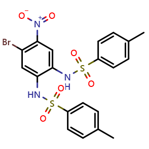 Chemical structure of N,N'-(4-bromo-5-nitro-1,2-phenylene)bis(4-methylbenzenesulfonamide) , CAS 113269-05-9, AChemBlock AD288543