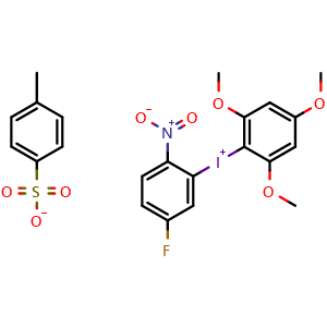Chemical structure of (5-Fluoro-2-nitrophenyl)(2,4,6-trimethoxyphenyl)iodonium 4-methylbenzenesulfonate , CAS 1868173-33-4, AChemBlock AD288553