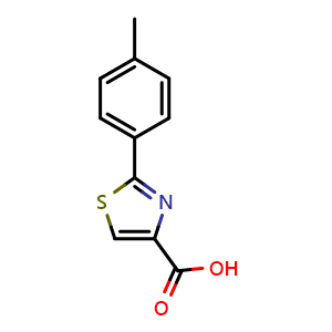 Chemical structure of 2-(4-methylphenyl)-1,3-thiazole-4-carboxylic acid , CAS 17228-99-8, AChemBlock AD288558