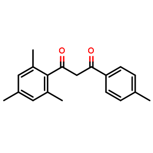 Chemical structure of 1,3-Propanedione, 1-(4-methylphenyl)-3-(2,4,6-trimethylphenyl)- , CAS 125773-37-7, AChemBlock AD288560