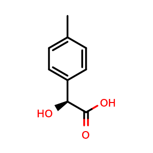 Chemical structure of (S)-2-Hydroxy-2-(p-tolyl)acetic acid , CAS 75172-62-2, AChemBlock AD288561