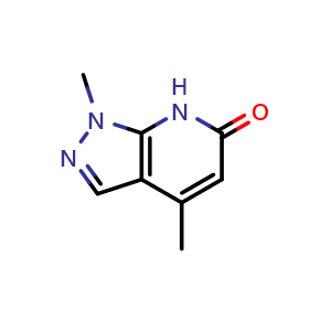 Chemical structure of 1,7-Dihydro-1,4-dimethyl-6H-pyrazolo[3,4-b]pyridin-6-one , CAS 74891-78-4, AChemBlock AD288564