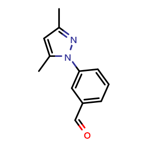Chemical structure of 3-(3,5-Dimethyl-1h-pyrazol-1-yl)benzaldehyde , CAS 956352-08-2, AChemBlock AD288567