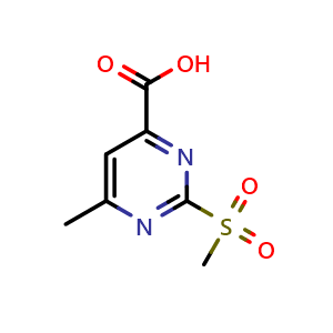 Chemical structure of 6-Methyl-2-(methylsulfonyl)pyrimidine-4-carboxylic acid , CAS 1263216-10-9, AChemBlock AD288571