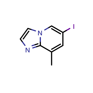 Chemical structure of 6-Iodo-8-methylimidazo[1,2-a]pyridine , CAS 861208-21-1, AChemBlock AD288578