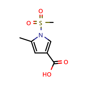 Chemical structure of 5-Methyl-1-(methylsulfonyl)-1H-pyrrole-3-carboxylic acid , CAS 2540797-33-7, AChemBlock AD288579