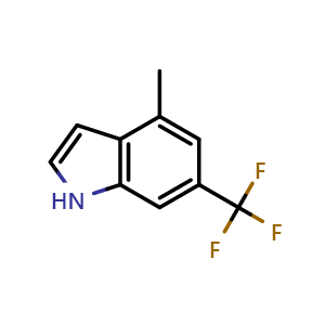 Chemical structure of 4-methyl-6-(trifluoromethyl)-1H-indole , CAS 2055275-32-4, AChemBlock AD288583