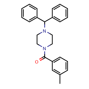 Chemical structure of (4-Benzhydrylpiperazin-1-yl)(m-tolyl)methanone , CAS 497228-34-9, AChemBlock AD288589