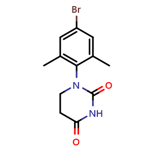Chemical structure of 1-(4-Bromo-2,6-dimethylphenyl)dihydropyrimidine-2,4(1H,3H)-dione , CAS 1506878-13-2, AChemBlock AD288593