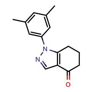 Chemical structure of 1-(3,5-dimethylphenyl)-1,5,6,7-tetrahydro-4H-indazol-4-one , CAS 499206-28-9, AChemBlock AD288598