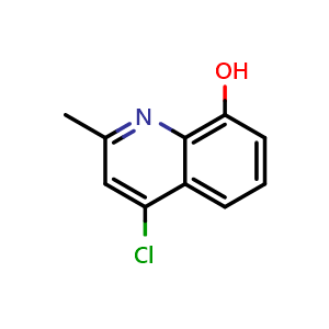 Chemical structure of 4-Chloro-8-hydroxy-2-methylquinoline , CAS 28507-46-2, AChemBlock AD288603