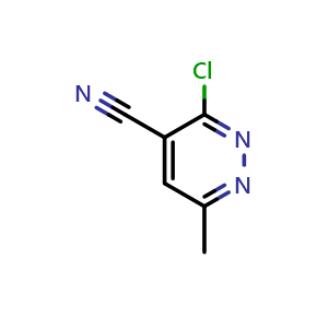 Chemical structure of 3-Chloro-6-methylpyridazine-4-carbonitrile , CAS 1430-22-4, AChemBlock AD288606