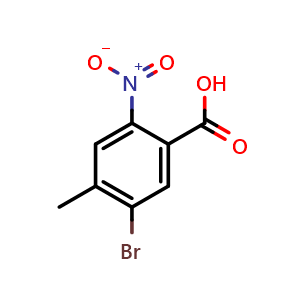 Chemical structure of 5-Bromo-4-methyl-2-nitrobenzoic acid , CAS 1807217-53-3, AChemBlock AD288611