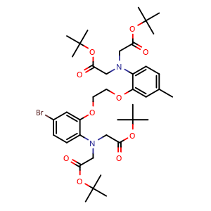 Chemical structure of Di-tert-butyl 2,2'-[[2-[2-[2-[Bis[2-(tert-butoxy)-2-oxoethyl]amino]-5-bromophenoxy]ethoxy]-4-methylphenyl]azanediyl]diacetate , CAS 125663-37-8, AChemBlock AD288617