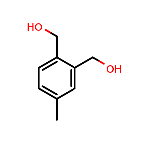 Chemical structure of [2-(hydroxymethyl)-4-methyl-phenyl]methanol , CAS 90534-49-9, AChemBlock AD288619