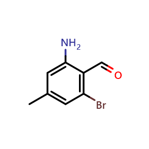 Chemical structure of 2-Amino-6-bromo-4-methylbenzaldehyde , CAS 1936423-72-1, AChemBlock AD288629