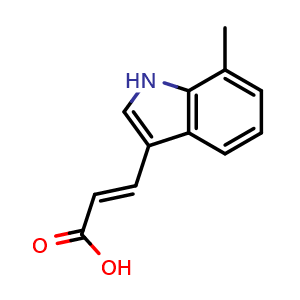 Chemical structure of (E)-3-(7-Methyl-1H-indol-3-yl)acrylic acid , CAS 151590-37-3, AChemBlock AD288635