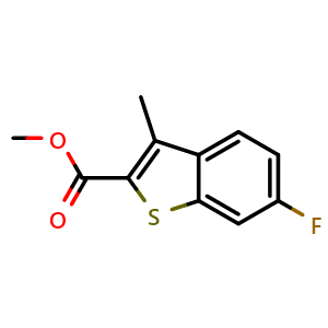 Chemical structure of Methyl 6-fluoro-3-methylbenzo[b]thiophene-2-carboxylate , CAS 863119-54-4, AChemBlock AD288638