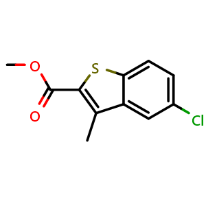 Chemical structure of Methyl 5-chloro-3-methylbenzo[b]thiophene-2-carboxylate , CAS 75416-72-7, AChemBlock AD288640