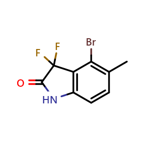 Chemical structure of 4-Bromo-3,3-difluoro-5-methylindolin-2-one , CAS 2090907-68-7, AChemBlock AD288666