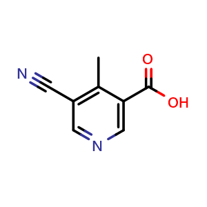 Chemical structure of 5-Cyano-4-methylnicotinic acid , CAS 1368355-29-6, AChemBlock AD288670