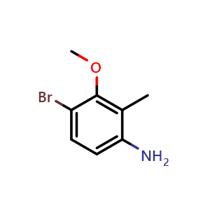 Chemical structure of 4-Bromo-3-methoxy-2-methylaniline , CAS 1822674-16-7, AChemBlock AD288677