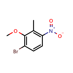 Chemical structure of 6-Bromo-2-methyl-3-nitroanisole , CAS 1807108-18-4, AChemBlock AD288678