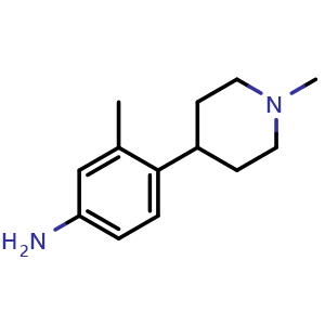 Chemical structure of 3-Methyl-4-(1-methylpiperidin-4-yl)aniline , CAS 1176104-20-3, AChemBlock AD288689