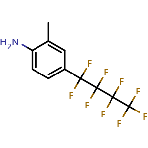 Chemical structure of 2-Methyl-4-(1,1,2,2,3,3,4,4,4-nonafluorobutyl)benzenamine , CAS 238098-28-7, AChemBlock AD288696