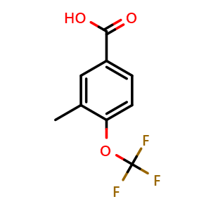 Chemical structure of 3-Methyl-4-(trifluoromethoxy)benzoic acid , CAS 1261753-62-1, AChemBlock AD288698