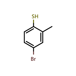 Chemical structure of 4-Bromo-2-methylbenzene-1-thiol , CAS 14395-51-8, AChemBlock AD288699