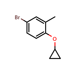 Chemical structure of 4-bromo-1-cyclopropoxy-2-methylbenzene , CAS 1243345-41-6, AChemBlock AD288700