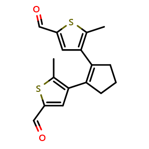 Chemical structure of 4,4'-(cyclopent-1-ene-1,2-diyl)bis(5-methylthiophene-2-carbaldehyde) , CAS 219537-99-2, AChemBlock AD288702