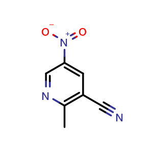 Chemical structure of 2-Methyl-5-nitronicotinonitrile , CAS 60915-14-2, AChemBlock AD288706