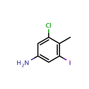 Chemical structure of 3-chloro-5-iodo-4-methylaniline , CAS 2090498-02-3, AChemBlock AD288707