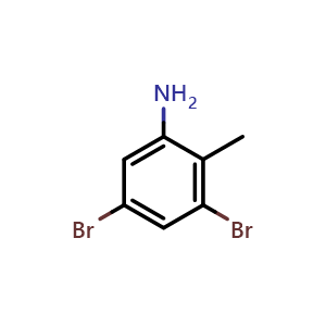 Chemical structure of 3,5-Dibromo-2-methylaniline , CAS 67365-47-3, AChemBlock AD288709