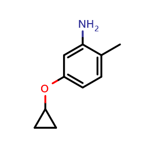 Chemical structure of 5-cyclopropoxy-2-methylaniline , CAS 1243404-24-1, AChemBlock AD288711