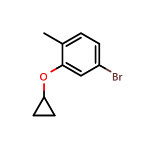 Chemical structure of 4-bromo-2-cyclopropoxy-1-methylbenzene , CAS 1243352-87-5, AChemBlock AD288720