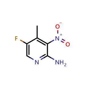 Chemical structure of 2-Amino-5-fluoro-3-nitro-4-picoline , CAS 917918-86-6, AChemBlock AD288730