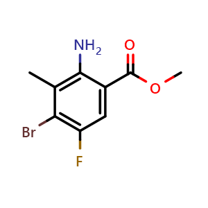 Chemical structure of methyl 2-amino-4-bromo-5-fluoro-3-methylbenzoate , CAS 1878216-32-0, AChemBlock AD288742