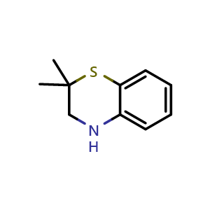 Chemical structure of 2,2-Dimethyl-3,4-dihydro-2h-1,4-benzothiazine , CAS 93301-19-0, AChemBlock AD288760