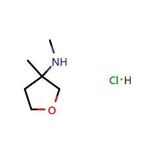 Chemical structure of N,3-Dimethyltetrahydrofuran-3-amine hydrochloride , CAS 2375273-31-5, AChemBlock AD288761