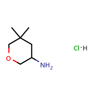 Chemical structure of 5,5-Dimethyltetrahydro-2H-pyran-3-amine hydrochloride , CAS 2792217-15-1, AChemBlock AD288769