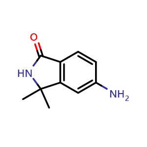 Chemical structure of 5-Amino-3,3-dimethylisoindolin-1-one , CAS 2390476-73-8, AChemBlock AD288772