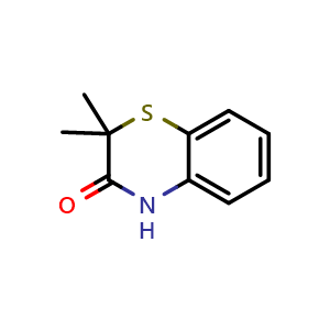 Chemical structure of 2,2-Dimethyl-2H-benzo[b][1,4]thiazin-3(4H)-one , CAS 90921-53-2, AChemBlock AD288781