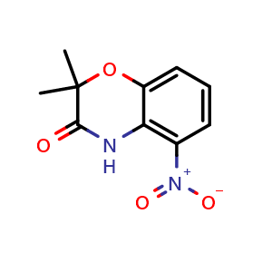 Chemical structure of 2,2-Dimethyl-5-nitro-2H-benzo[b][1,4]oxazin-3(4H)-one , CAS 1365965-22-5, AChemBlock AD288783